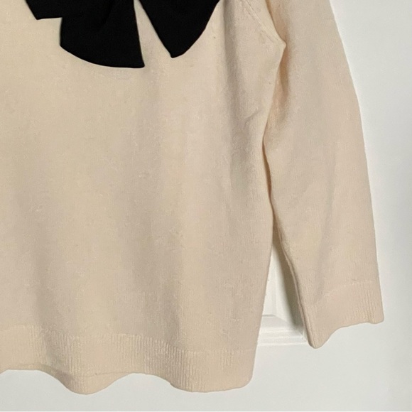 Kate Spade Wool Cream Black Bow Crewneck Sweater - 35608 - Picture 5 of 12